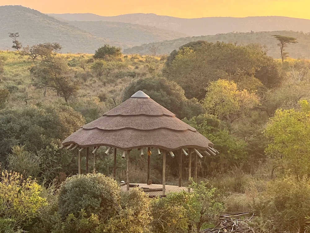 Rustic thatch sala in the bush at Thanda Royal Residences, Hluhluwe